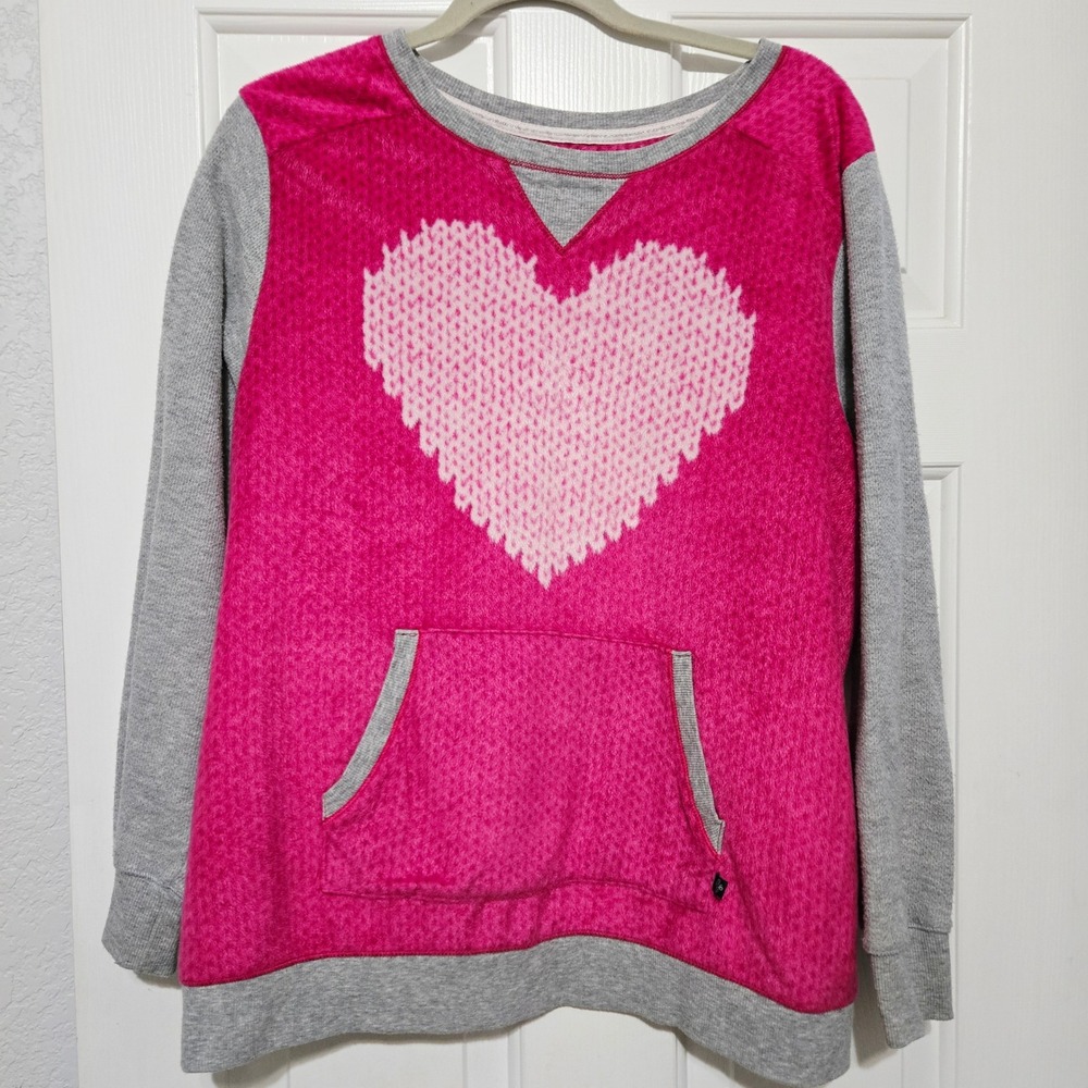 Simply Vera Vera Wang Womens XL Heart Graphic Pocket Sweatshirt Pullover